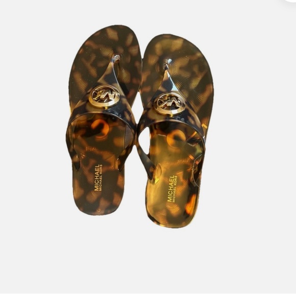 MICHAEL KORS Womens Lillie Jelly sandals MK Logo size 8 brown - Picture 1 of 3